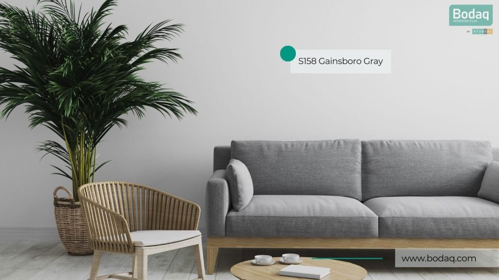 S158 Gainsboro Gray on the feature wall