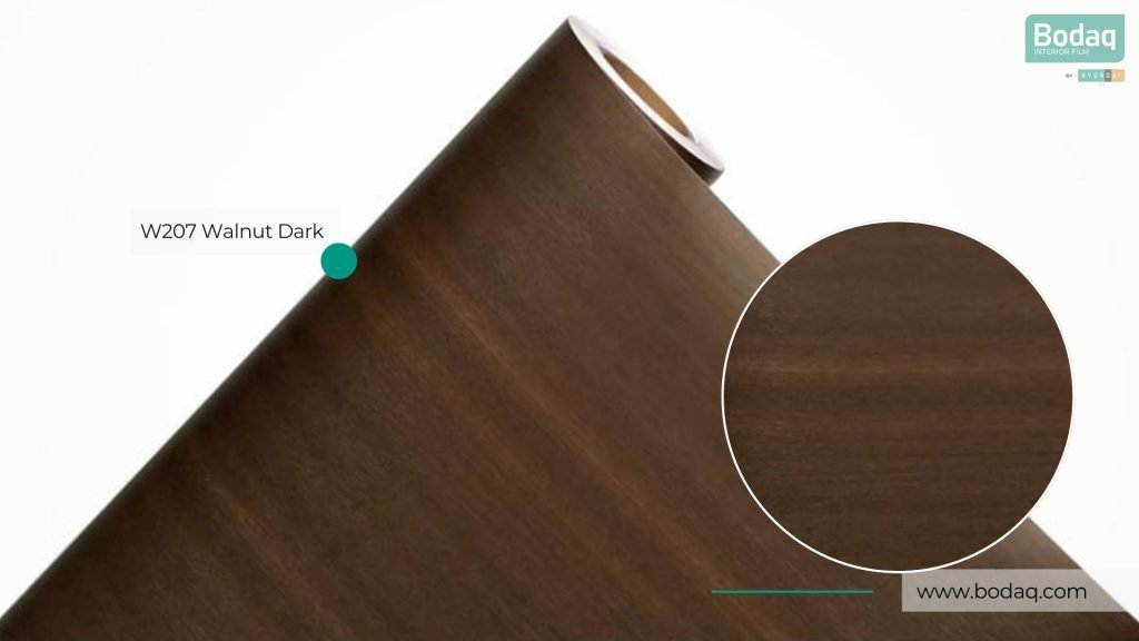 W207 Walnut Dark Wood Interior Film - Standard Wood Collection 13 W207 Close-up and Zoom-in