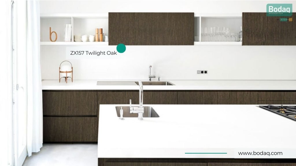 ZX157 Twilight Oak Interior Film - Wood Collection 10 Kitchen Cabinets Refinished with ZX157 Twilight Oak