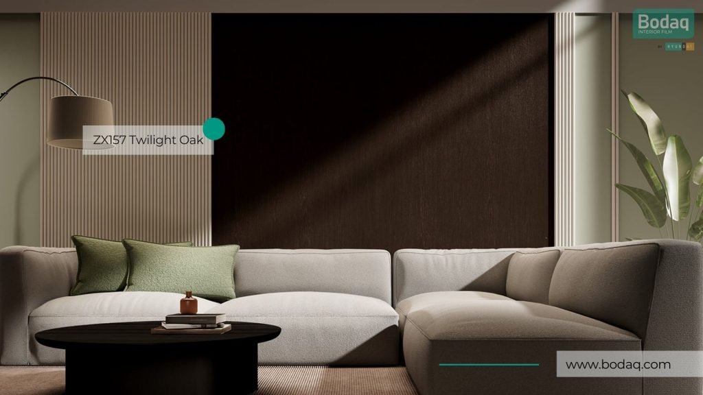 ZX157 Twilight Oak Interior Film - Wood Collection 8 Feature Wall Resurfaced with ZX157 Twilight Oak