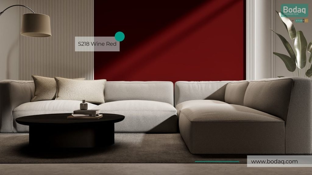 S218 Wine Red Interior Film - Solid Color Collection 7 Feature Wall Refinished with S218 Wine Red