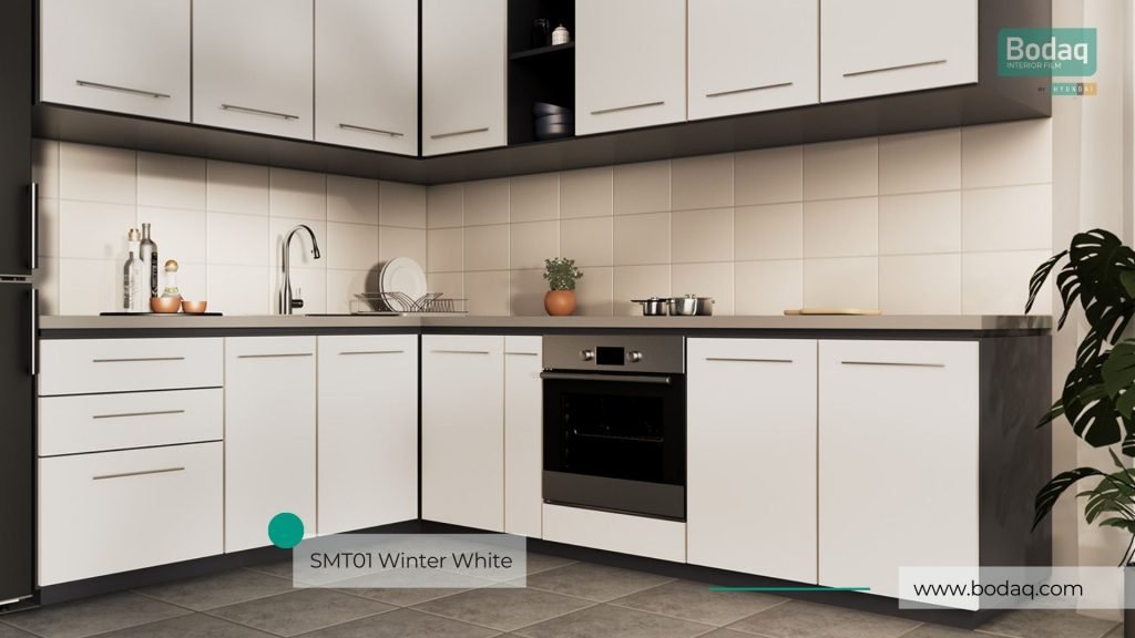 SMT01 Winter White Interior Film - Super Matte Collection 11 SMT01 Winter White: Kitchen Cabinets
