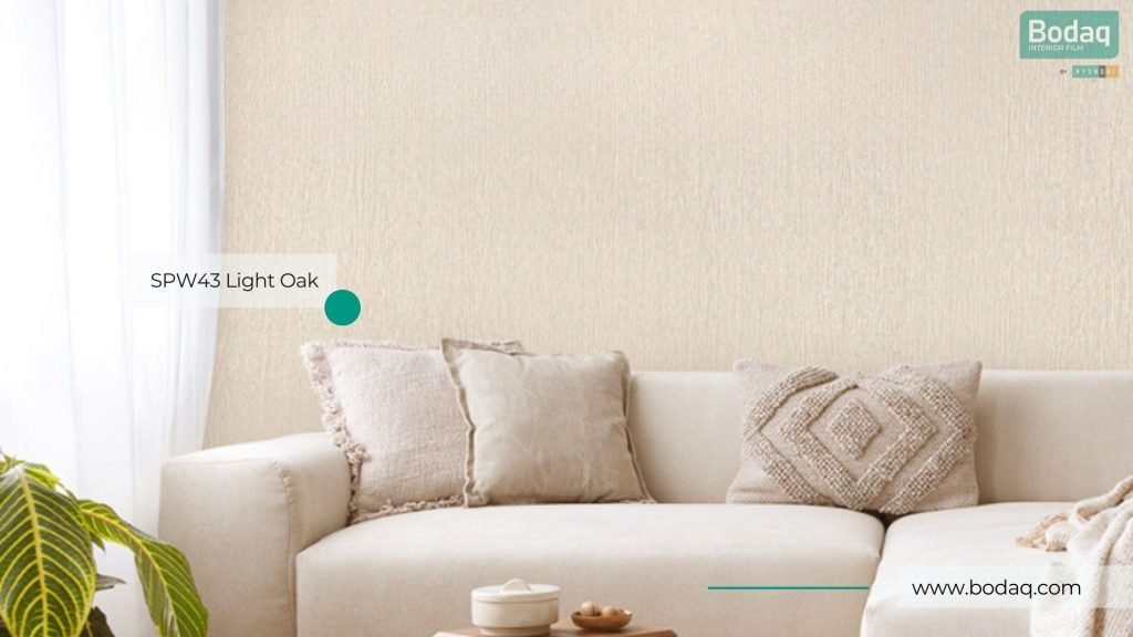 SPW43 Light Oak Interior Film - Origin Wood Collection 11 Living Room Wall Refinished with SPW43 Light Oak