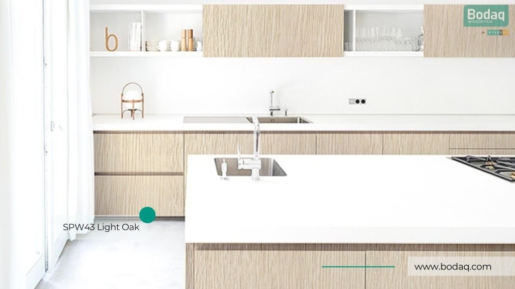 SPW43 Light Oak Interior Film - Origin Wood Collection 9 Kitchen Wrapped with SPW43 Light Oak