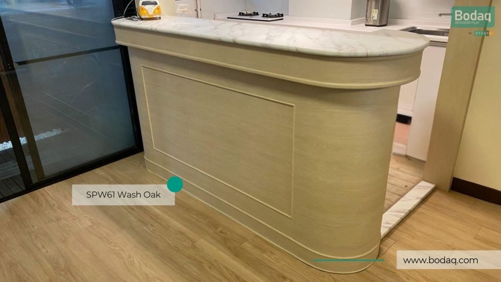 SPW61 Wash Oak Interior Film - Origin Wood Collection 9 Bar Front Wrapped with SPW61 Wash Oak