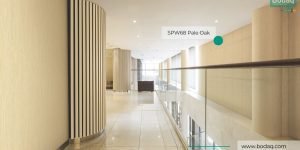 Office Building Walls and Wall Panels Resurfaced with SPW68 Pale Oak