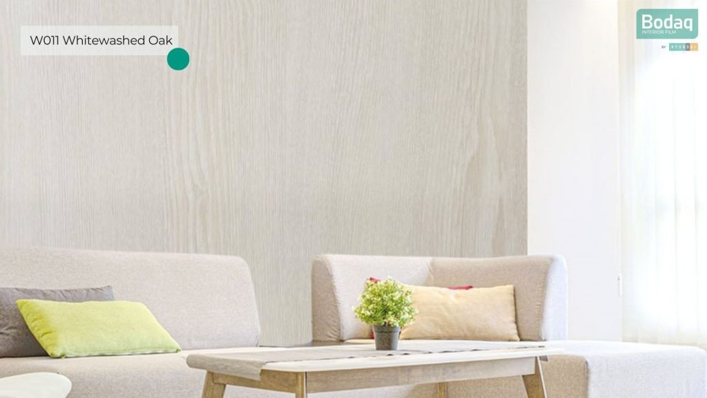 Living Area Wall Refinished with W011 Whitewashed Oak