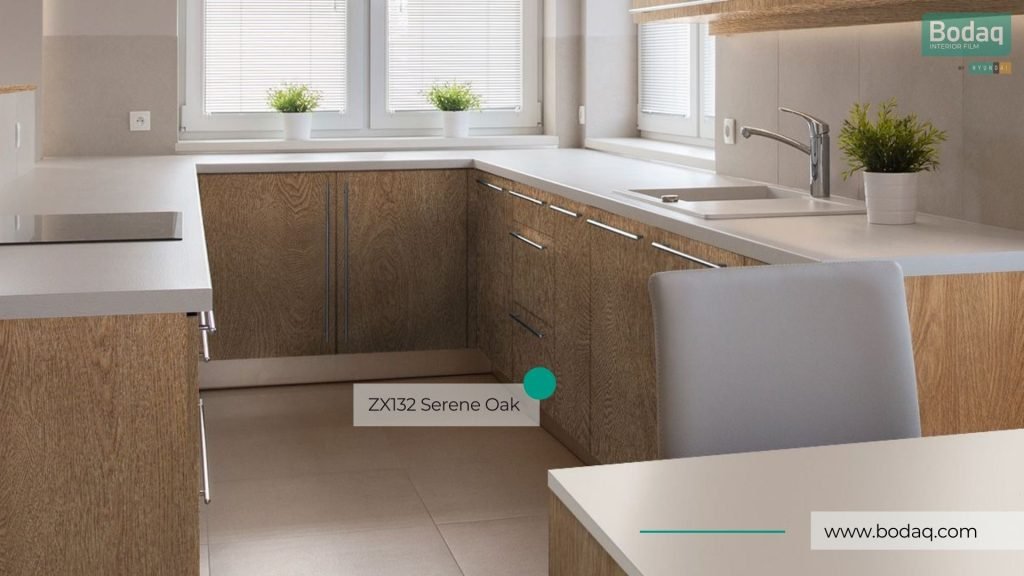 Kitchen Lower Cabinets Resurfaced with ZX132 Serene Oak