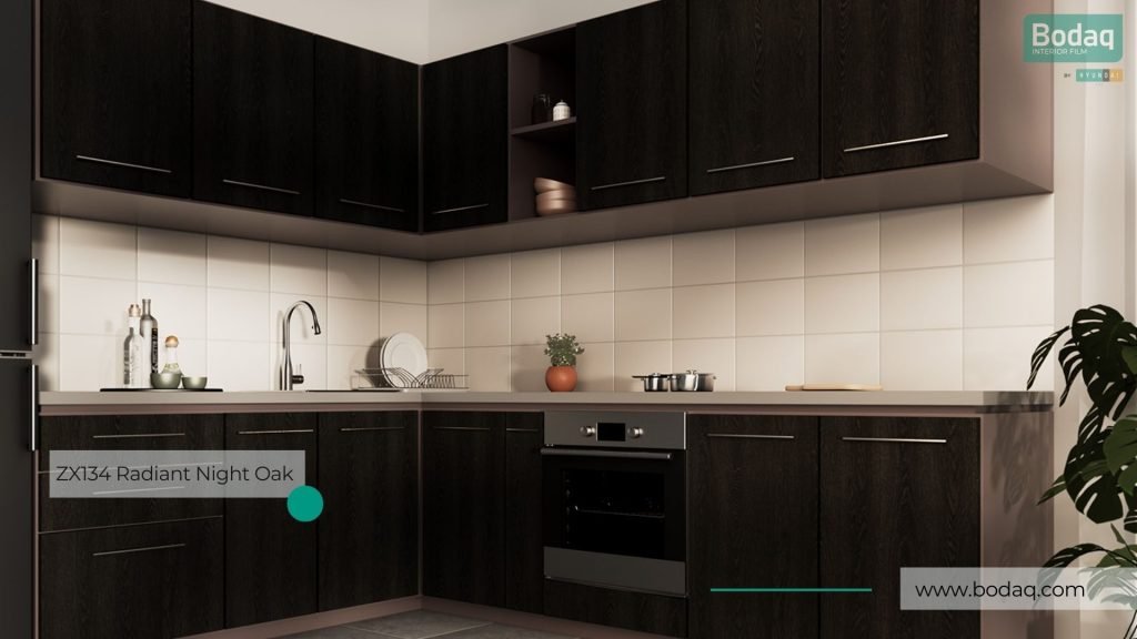 ZX134 Radiant Night Oak Film - Wood Collection 10 Kitchen Refinished with ZX134 Radiant Night Oak