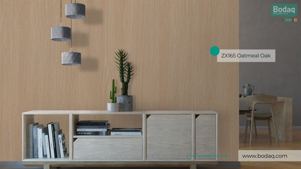 ZX165 Oatmeal Oak Film - Wood Collection 9 Wall Refinished with ZX165 Oatmeal Oak