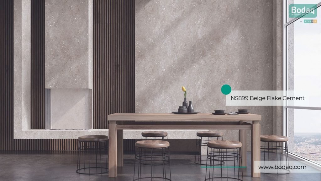NS899 Beige Flake Cement Interior Film - Stone & Marble Collection 4 NS899 Beige Flake Cement on the Feature Wall