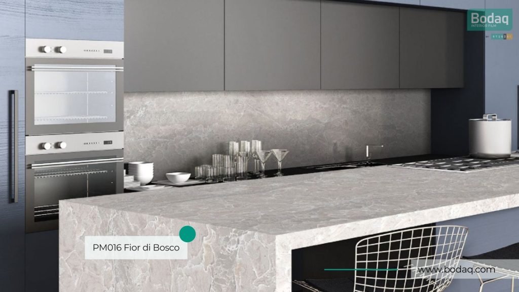 PM016 Fior di Bosco Interior Film - Stone & Marble Collection 9 Kitchen Island and Countertop Resurfaced with PM016