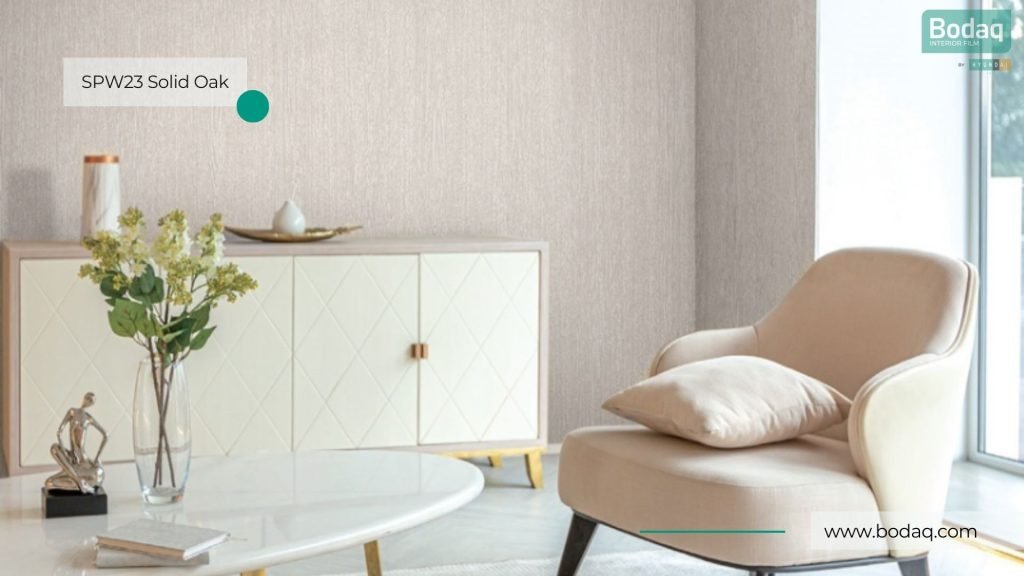 SPW23 Solid Oak Interior Film - Origin Wood Collection 9 Waiting Area Wall Refinished with SPW23 Solid Oak