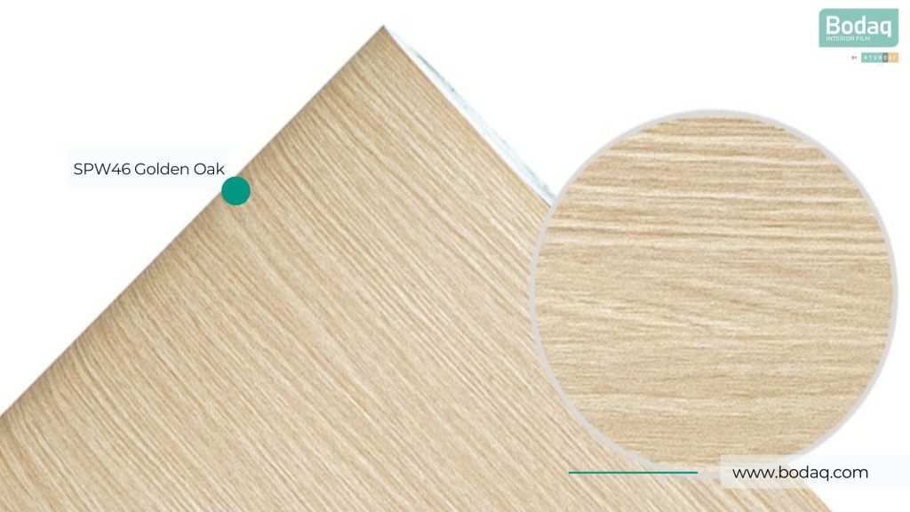 SPW46 Golden Oak Interior Film - Origin Wood Collection 10 SPW46 Golden Oak Interior Film Roll Close-up and Zoom-in