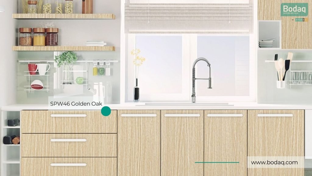 SPW46 Golden Oak Interior Film - Origin Wood Collection 9 Kitchen Cabinets Refinished with SPW46 Golden Oak