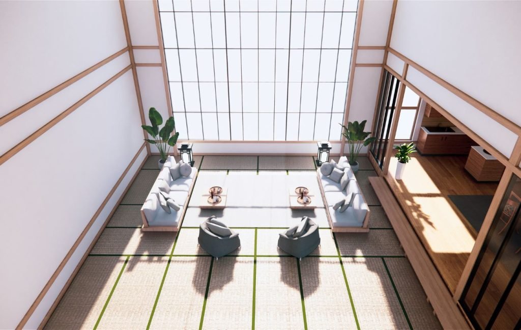 Modern Japanese interior design style in commercial settings. Hotel