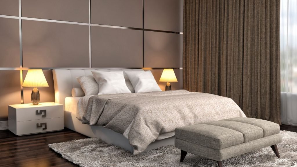 Metal wall panels in the bedroom