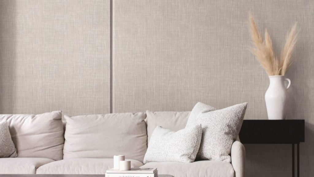 Fabric wall panels in the living room