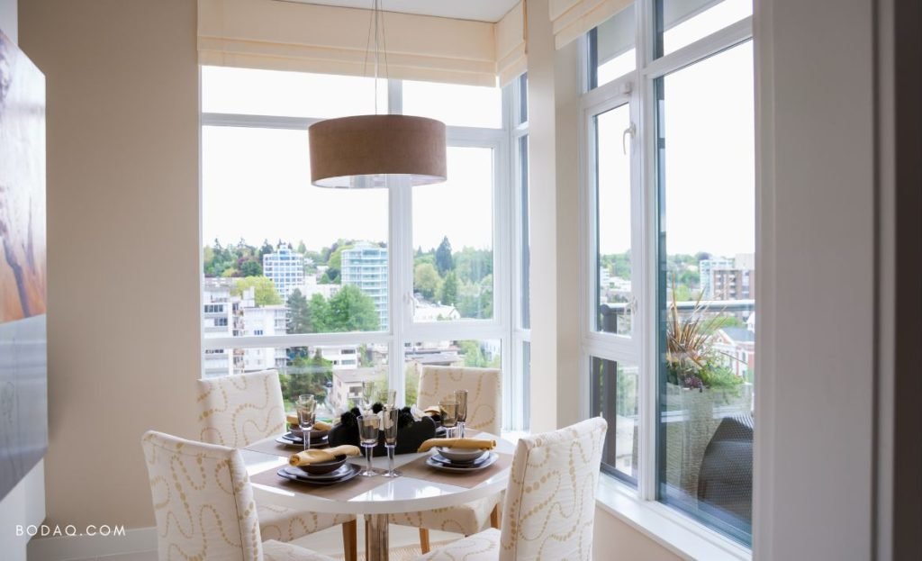 Add drapes to make interior seamless.