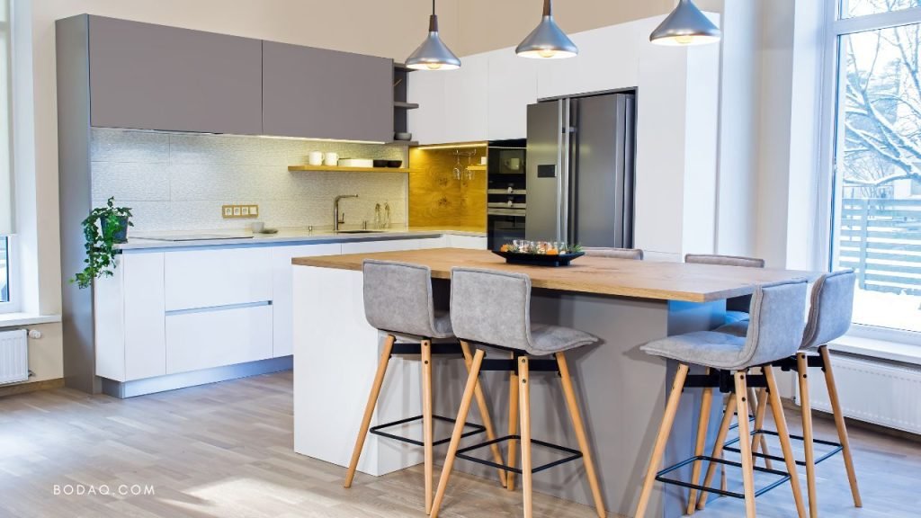 Peninsula kitchen island