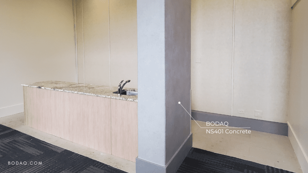 What to do with columns in your house? Wrap them with architectural vinyl wrap. This weird column in the kitchen was wrapped with NS401 Concrete pattern