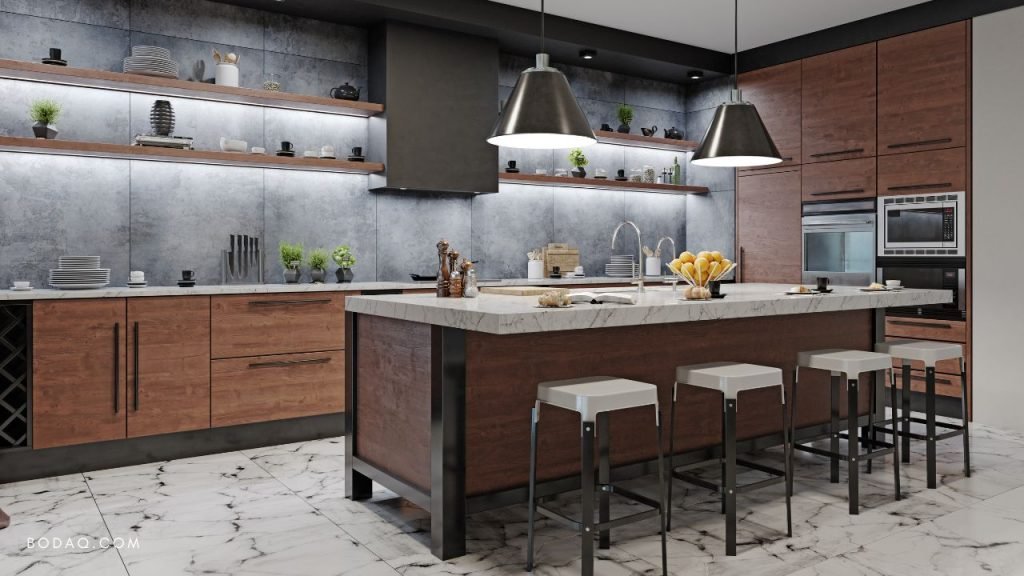 Simple kitchen decor ideas: floating shelves