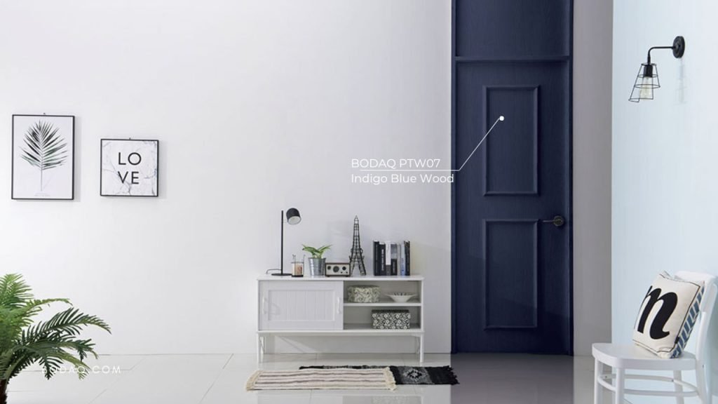 PTW07 Indigo Blue Wood on the door