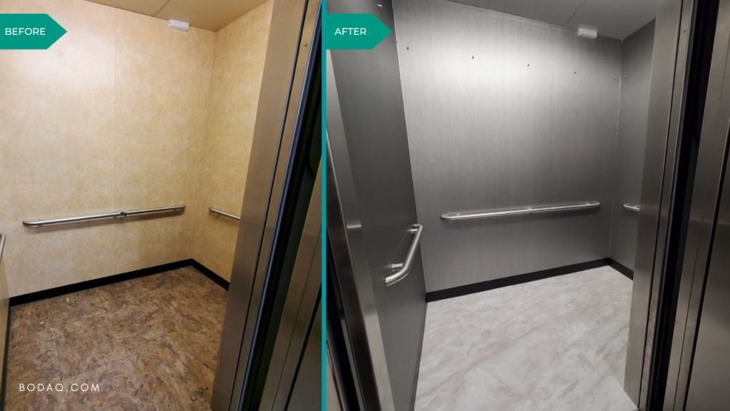 Elevator refinishing project #5. RM006 Vintage Brushed Silver