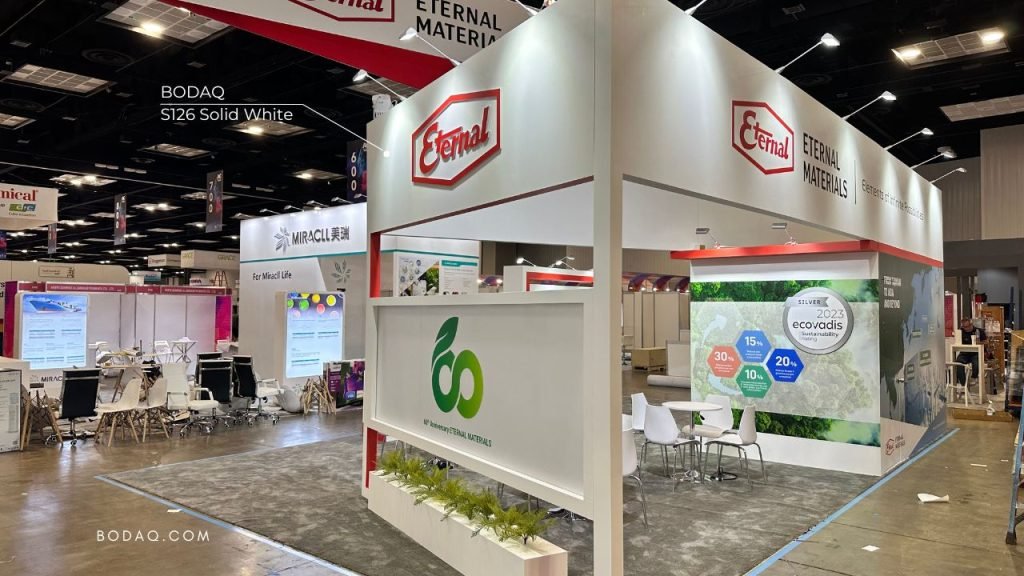 Booth wrapped with S126 Solid White