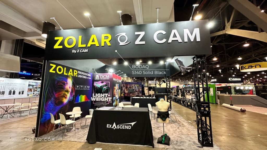 Booth wrapped with S140 Solid Black