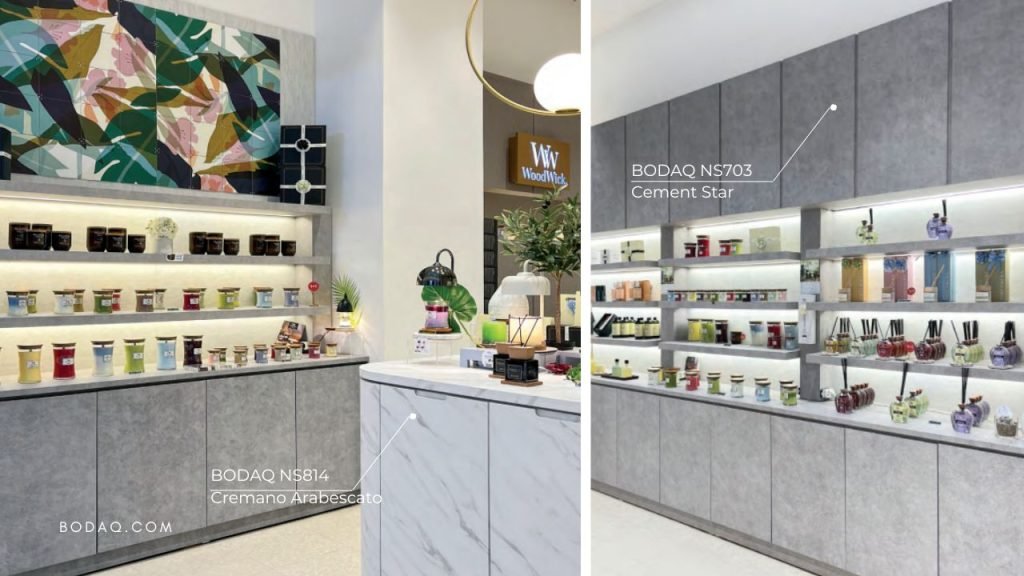 How retail stores use Bodaq: NS814 and NS803 at WoodWick Candles store