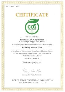 Bodaq Interior Film Carbon Footprint Certificate (pic)