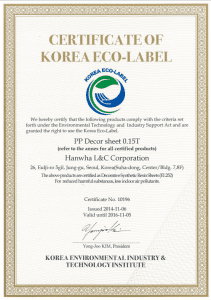 Certificate of Korea Eco Label