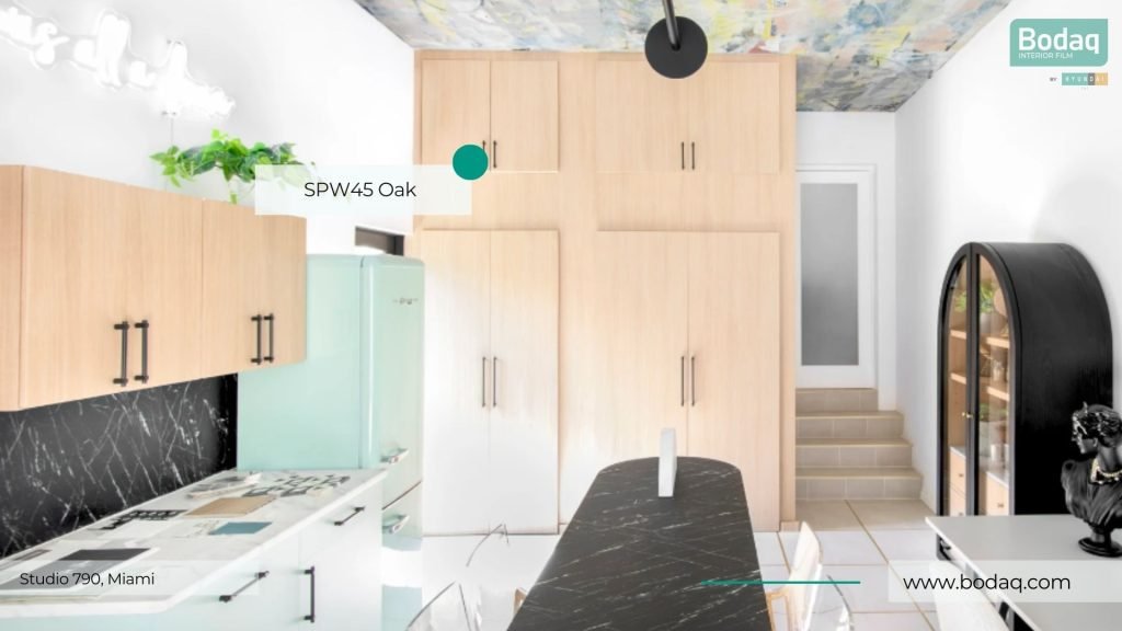 SPW45 Oak Interior Film - Origin Wood Collection 8 Studio 790 storage cabinets wrapped with SPW45