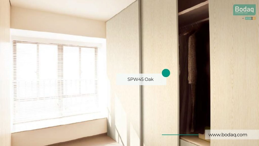 SPW45 Oak Interior Film - Origin Wood Collection 10 SPW45 applied to the closet exterior