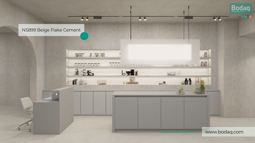NS899 Beige Flake Cement Interior Film - Stone & Marble Collection 5 NS899 Beige Flake Cement: Commercial Use