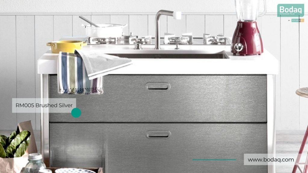 Drawers Wrapped with RM005 Brushed Silver