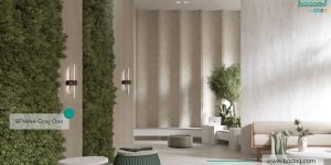 Hotel Lobby Walls Refinished with SPW44 Gray Oak interior film